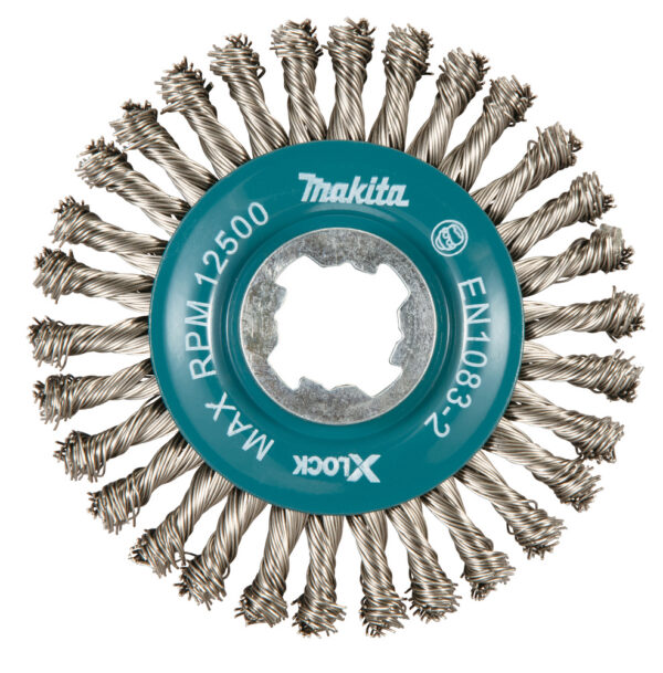 Ketashari, punutud harjased (osaliselt kimbus), 0.5mm, Ø 115 mm, roostevaba, X-LOCK – Makita