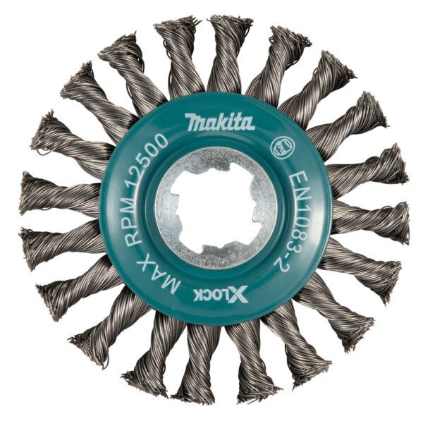 Ketashari, punutud harjased (täielikult kimbus), 0.5mm, Ø 115 mm, teras, X-LOCK – Makita