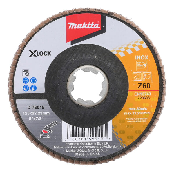 LAMELLKETAS 125MM, X-LOCK, Z60, RST, ZIRKONIUMALU, Roostevabateras, metall, värvilised metallid. – Makita