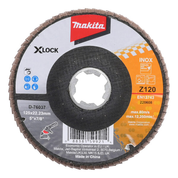LAMELLKETAS 125MM, X-LOCK, Z120, RST, ZIRKONIUMALU, Roostevabateras, metall, värvilised metallid. – Makita