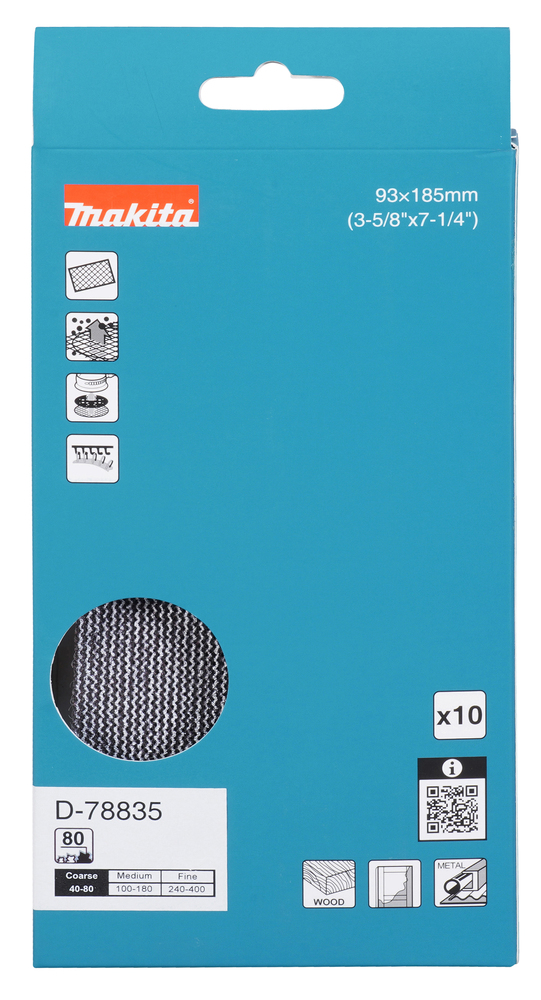 Võrklihvleht 93x185mm A80, (10tk.), BO007CG, – Makita