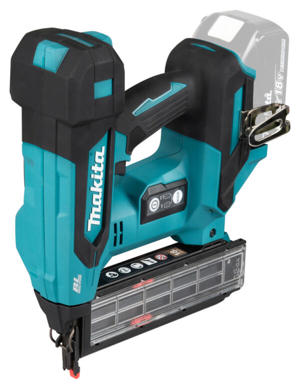 Akuliistunaelapüss LXT® 18V Li-Ion; harjavaba mootor, 18 GA; ( 1,2mm ) 15-50mm; MAKPACK, Ilma akude ja laadijata!, – Makita