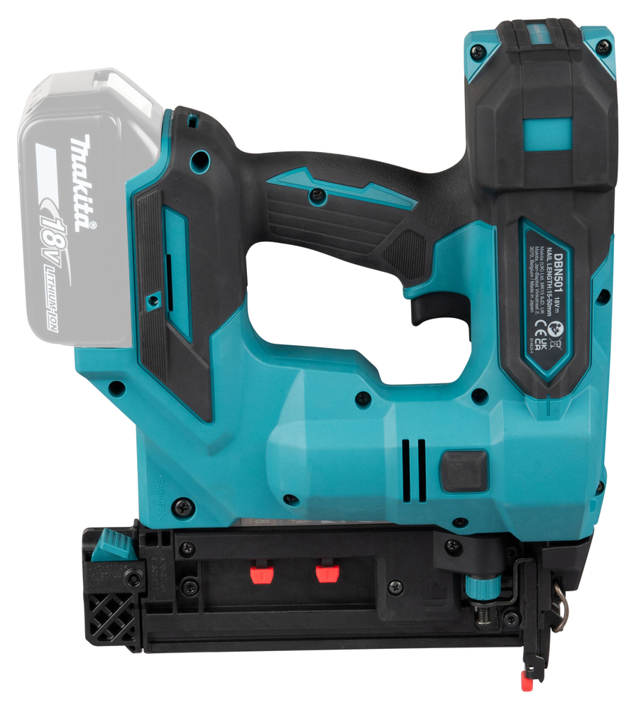 Akuliistunaelapüss LXT® 18V Li-Ion; harjavaba mootor, 18 GA; ( 1,2mm ) 15-50mm; MAKPACK, Ilma akude ja laadijata!, – Makita