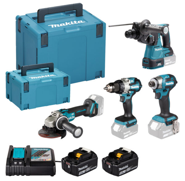 Akutööriistade komplekt LXT 18V 2x5,0ah Li-ion (DDF489+DHR242+DTD173+Makpac Nr3 +makpac Nr4 +acc) – Makita