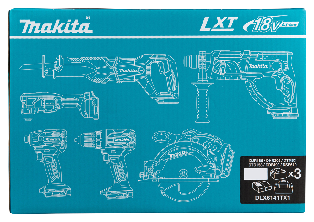 Akutööriistade komplekt LXT 18V 3x5,0ah Li-ion (DDF490, DHR202, DJR186, DSS610, DTM53, DTD158+BAG) – Makita