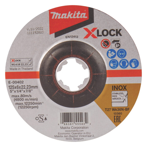 Lihvketas 125X6mm, X-LOCK (WA36N), INOX – Makita