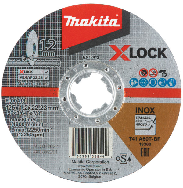 Lõikeketas 125X1,2mm, X-LOCK (A60T), INOX – Makita