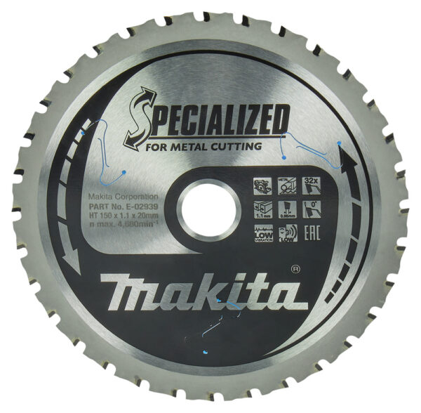 T.C.T hammastega saeketas metalli lõikamiseks 150X1.1X20mm 0° T32 EFFICUT METAL, roostevaba teras – Makita