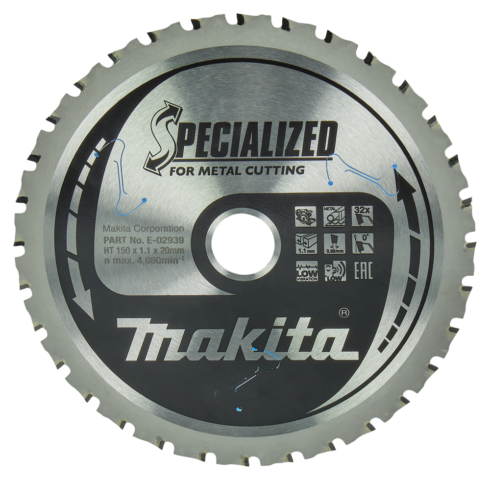 T.C.T hammastega saeketas metalli lõikamiseks 150X1.1X20mm 0° T32 EFFICUT METAL, roostevaba teras – Makita