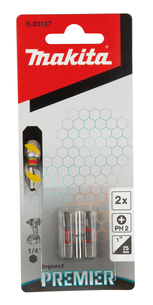 Torsion kruvikeeraja otsakud (C-form), PH2-25mm, 2tk. Impact Premier – Makita