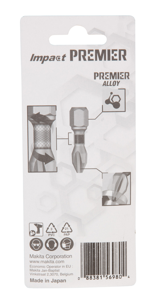 Torsion kruvikeeraja otsakud (C-form), PH2-25mm, 2tk. Impact Premier – Makita