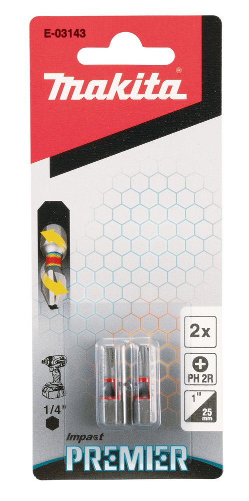 Torsion kruvikeeraja otsakud (C-form), PH2(slim)-25mm, 2tk. Impact Premier – Makita