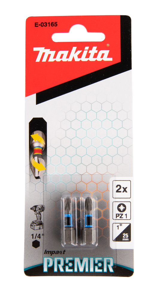 Torsion kruvikeeraja otsakud (C-form), PZ1-25mm, 2tk. Impact Premier – Makita