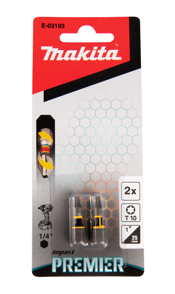 Torsion kruvikeeraja otsakud (C-form), T10-25mm, 2tk. Impact Premier – Makita