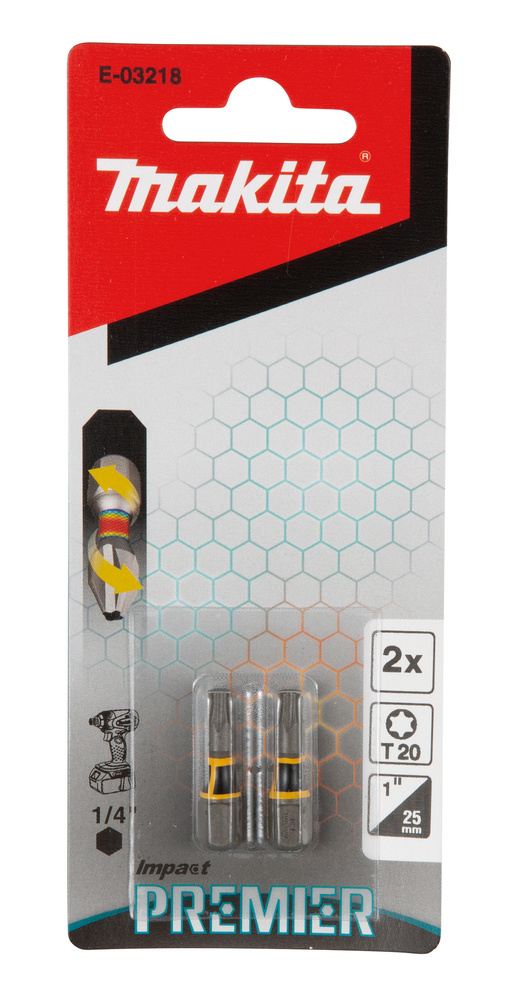 Torsion kruvikeeraja otsakud (C-form), T20-25mm, 2tk. Impact Premier – Makita