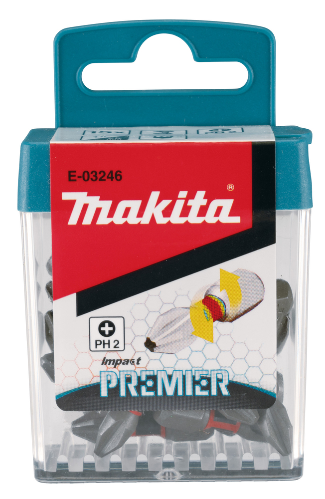 Torsion kruvikeeraja otsakud (C-form), PH2-25mm, 15tk. Impact Premier – Makita