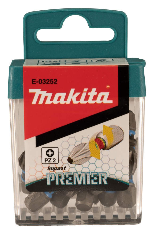 Torsion kruvikeeraja otsakud (C-form), PZ2-25mm, 15tk. Impact Premier – Makita