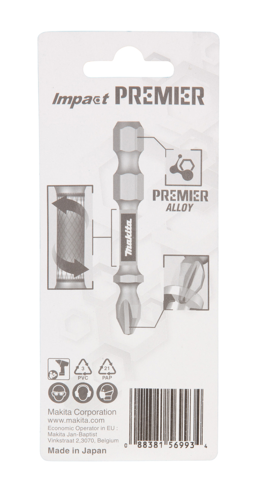 Torsion kruvikeeraja otsakud (E-form), PH1-50mm, 2tk. Impact Premier – Makita