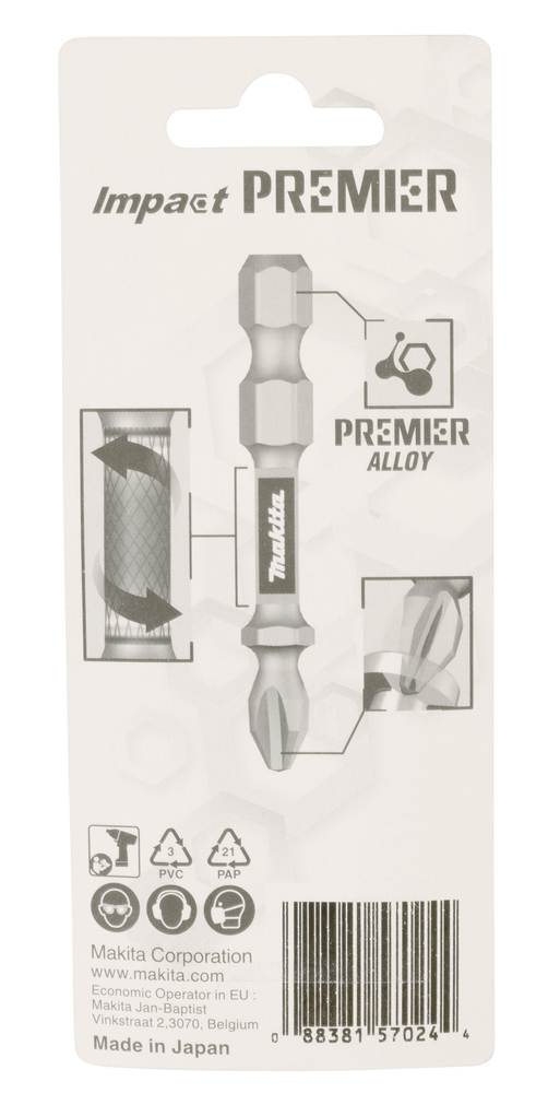 Torsion kruvikeeraja otsakud (E-form), PH3-50mm, 2tk. Impact Premier – Makita