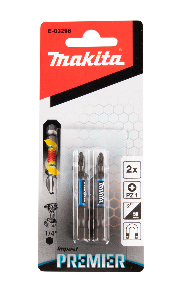 Torsion kruvikeeraja otsakud (E-form), PZ1-50mm, 2tk. Impact Premier – Makita