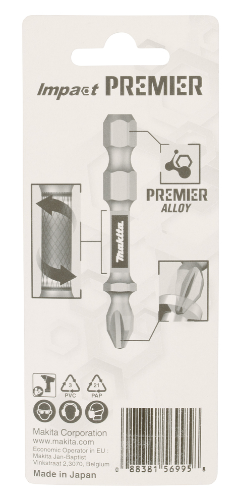 Torsion kruvikeeraja otsakud (E-form), PZ1-50mm, 2tk. Impact Premier – Makita