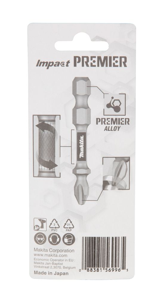 Torsion kruvikeeraja otsakud (E-form), PZ2-50mm, 2tk. Impact Premier – Makita
