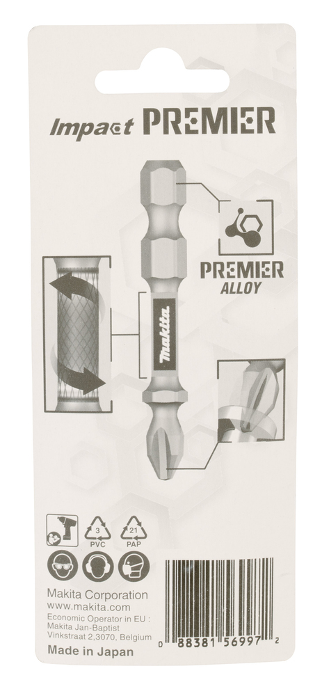 Torsion kruvikeeraja otsakud (E-form), PZ3-50mm, 2tk. Impact Premier – Makita