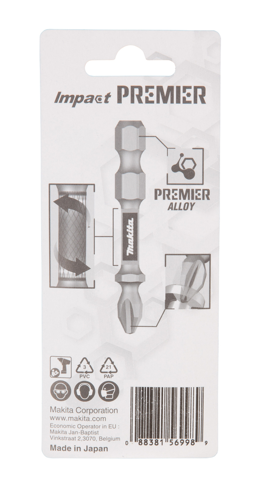 Torsion kruvikeeraja otsakud (E-form), T10-50mm, 2tk. Impact Premier – Makita