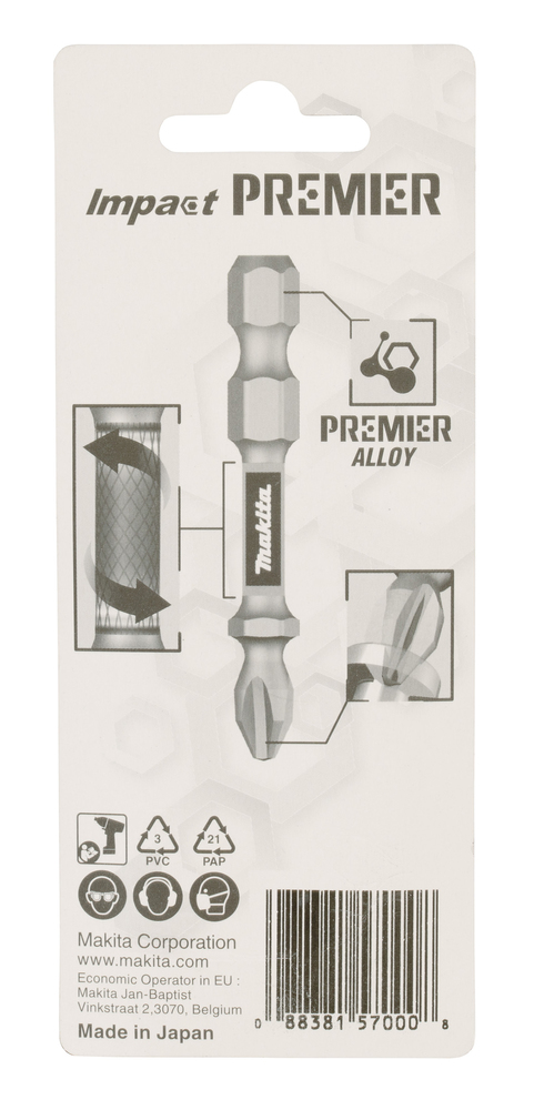Torsion kruvikeeraja otsakud (E-form), T20-50mm, 2tk. Impact Premier – Makita
