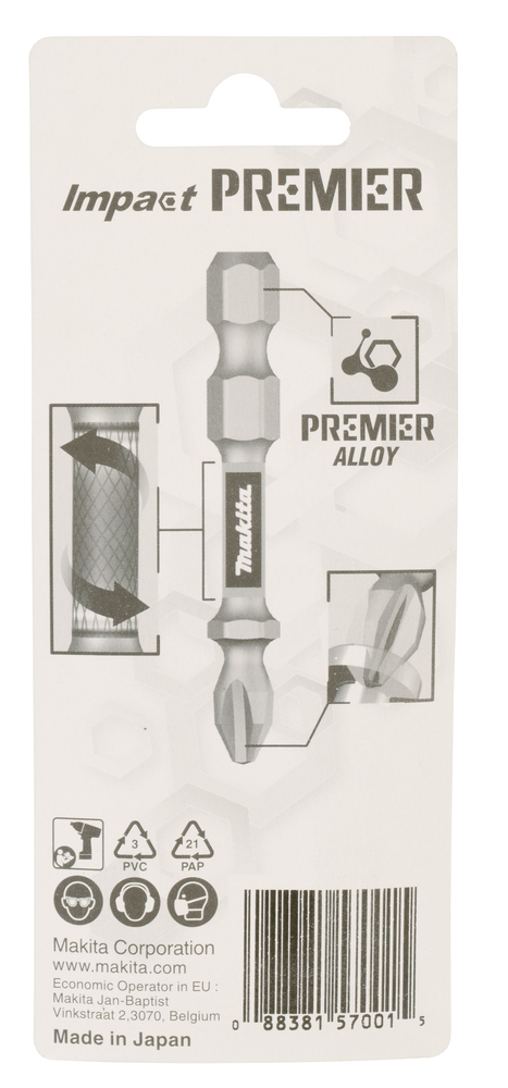Torsion kruvikeeraja otsakud (E-form), T25-50mm, 2tk. Impact Premier – Makita