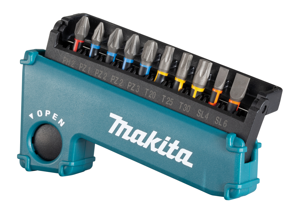 Impact Premier 11 Osaline torsion otsakute kmpl. (PH2,PZ1,2xPZ2,PZ3,T20,T25,T30,SL4,SL6, otsaku hoidik 50mm) – Makita