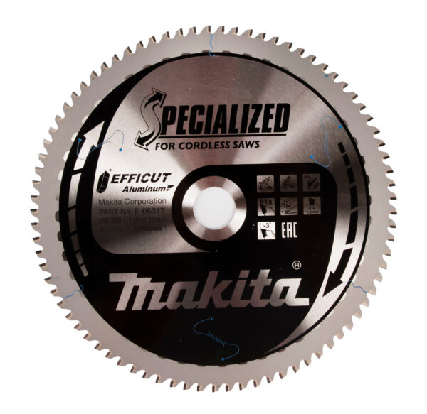 T.C.T hammastega saeketas alumiiniumi lõikamiseks 260X30X1,85MM, T81, EFFICUT Aluminum – Makita