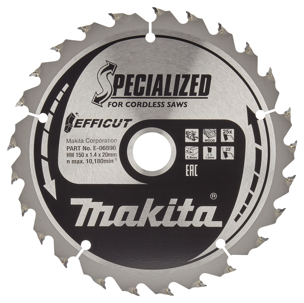 T.C.T hammastega saeketas puidu lõikamiseks 150X1.4X20mm 23° T25 EFFICUT – Makita