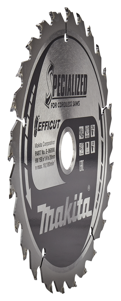 T.C.T hammastega saeketas puidu lõikamiseks 150X1.4X20mm 23° T25 EFFICUT – Makita