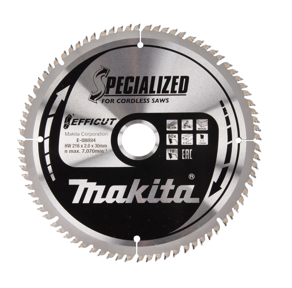 T.C.T hammastega saeketas puidu lõikamiseks 216X30X2,0MM, Z-80 EFFICUT – Makita