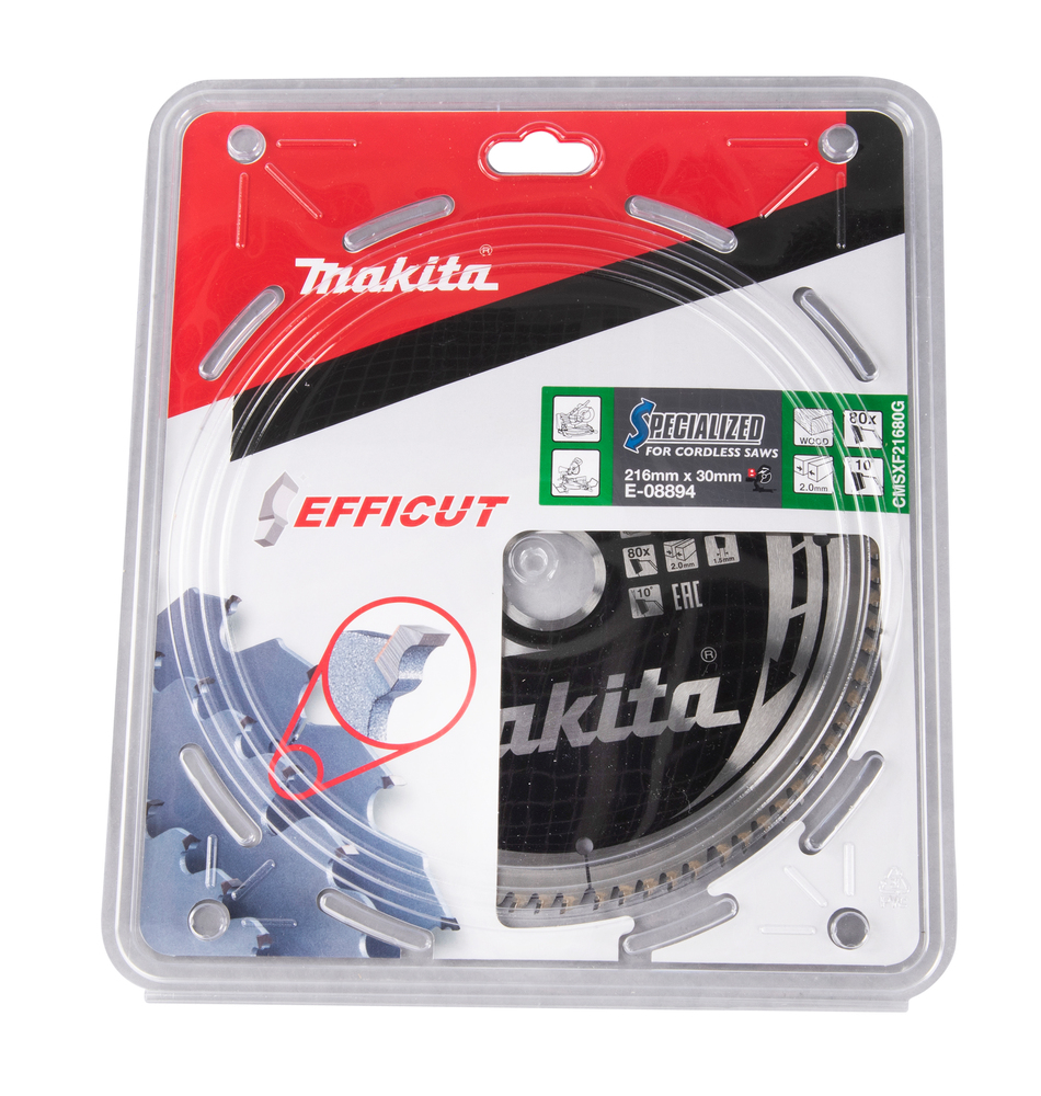 T.C.T hammastega saeketas puidu lõikamiseks 216X30X2,0MM, Z-80 EFFICUT – Makita