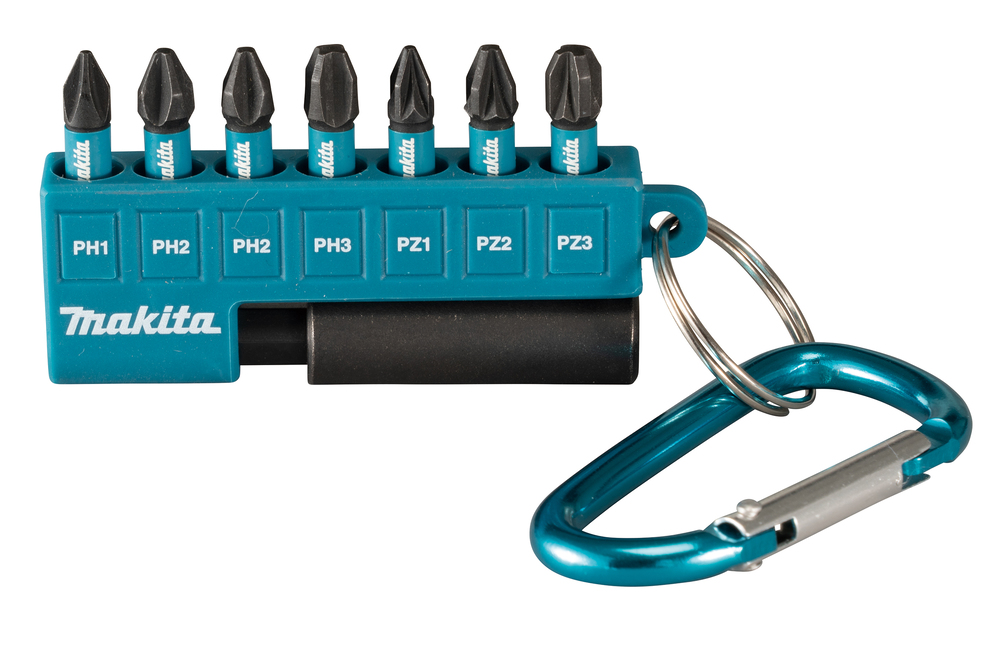 Kruvikeeraja otsakud, 8tk PH1/2XPH2/PH3/PZ1/PZ2/PZ3 (25mm) magnethoidik, IMPACT BLACK – Makita