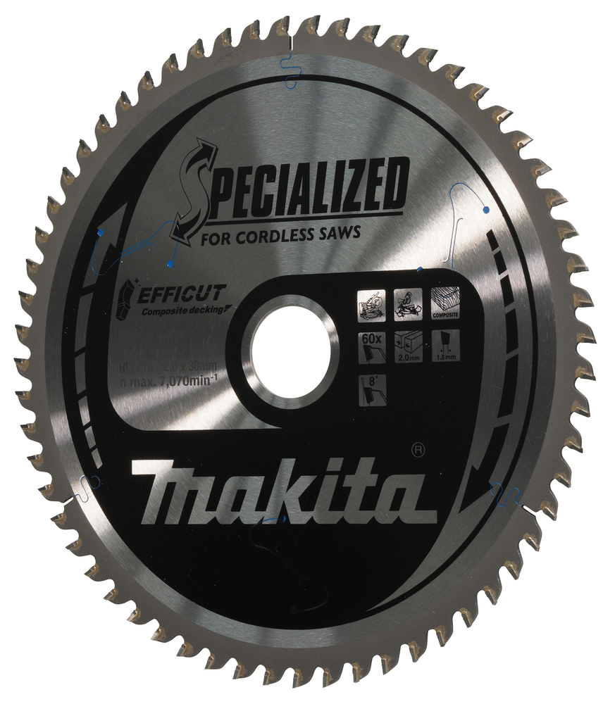 T.C.T hammastega saeketas Komposiit materjalile, 216X2.0X30mm 15° T60 EFFICUT – Makita