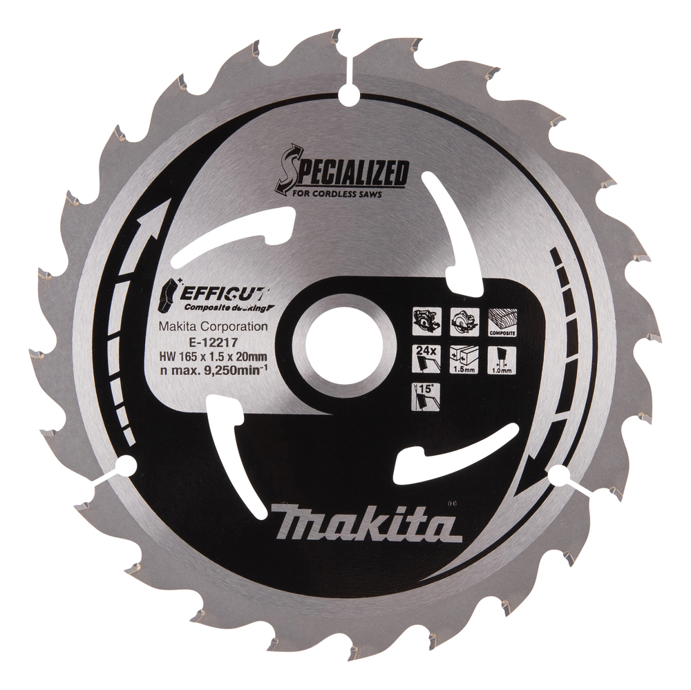 TCT saeketas Komposiit materjalile, 165X1.5X20mm 15° T24 EFFICUT – Makita