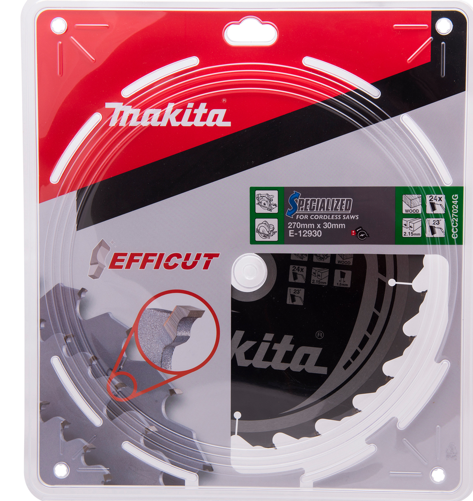T.C.T hammastega saeketas puidu lõikamiseks 270X2.15X30mm 23° T24 EFFICUT – Makita