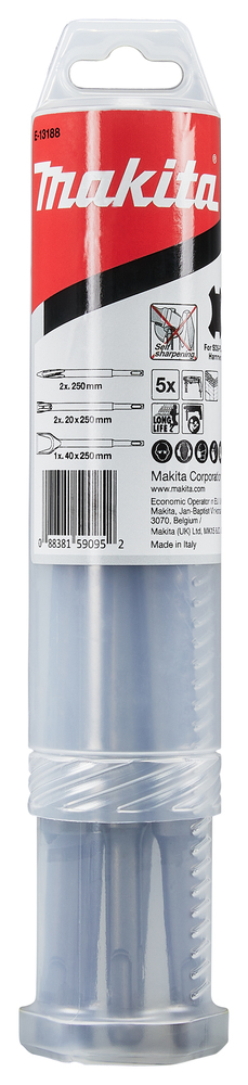 SDS-PLUS kml. piigi, meislite (2xPIIK 250mm; 2xMEISEL 20x250mm; 1xMEISEL 40x250mm) – Makita