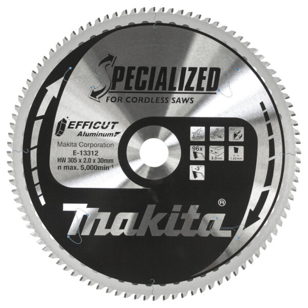 T.C.T hammastega saeketas alumiiniumi lõikamiseks 305X30X2MM -3° , T96, EFFICUT Aluminum – Makita