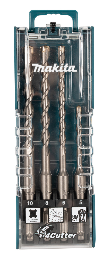 SDS-PLUS puurid 4 teraga, 4 tk. komplekt ( 5x110, 6x160, 8x160, 10x160) – Makita