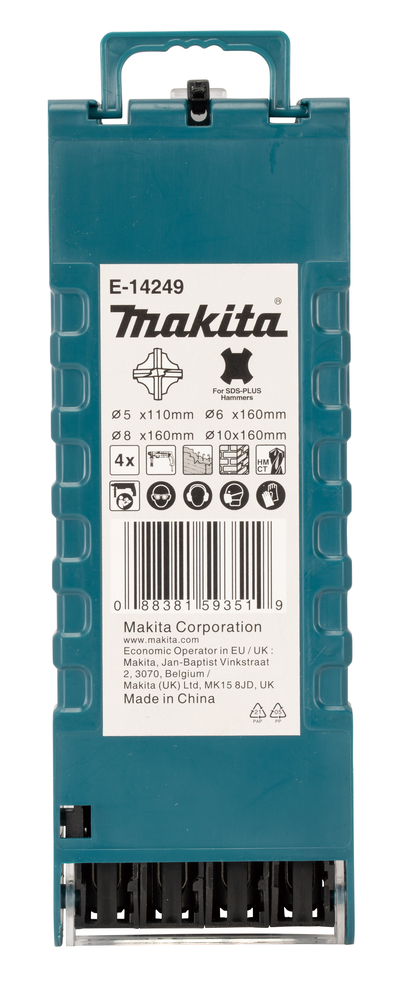 SDS-PLUS puurid 4 teraga, 4 tk. komplekt ( 5x110, 6x160, 8x160, 10x160) – Makita