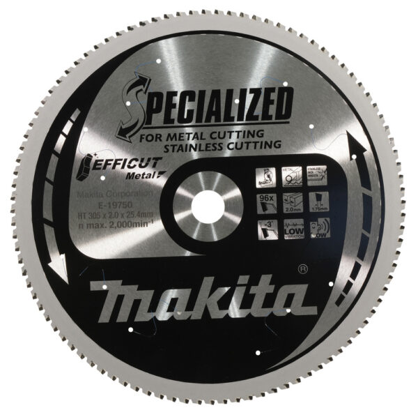 T.C.T saeketas metalli lõikamiseks 305x2 x 25.4mm 96T EFFICUT METAL, Roostevaba teras – Makita