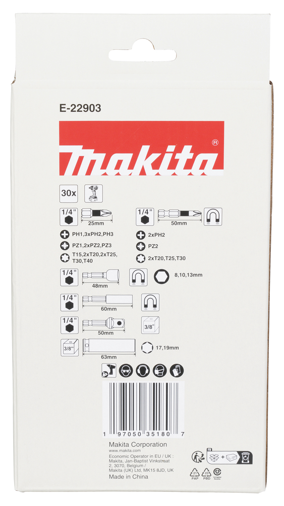 Kruvikeeraja otsaku komplekt Impact Black, läbipaistvas karbis (30 tk) – Makita