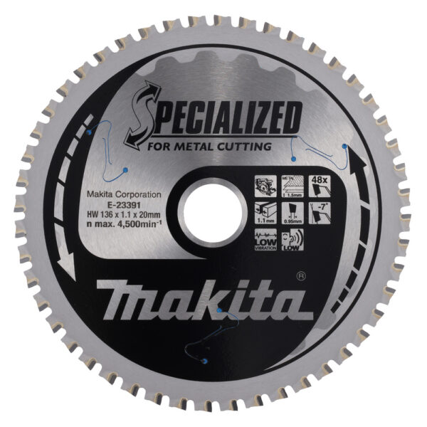 T.C.T. Saeketas õhukese metalli lõikamiseks 136 x20 x 48T – Makita