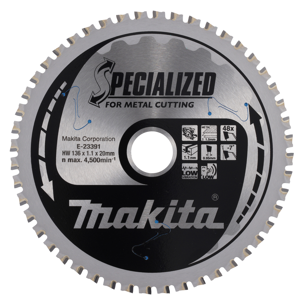 T.C.T. Saeketas õhukese metalli lõikamiseks 136 x20 x 48T – Makita