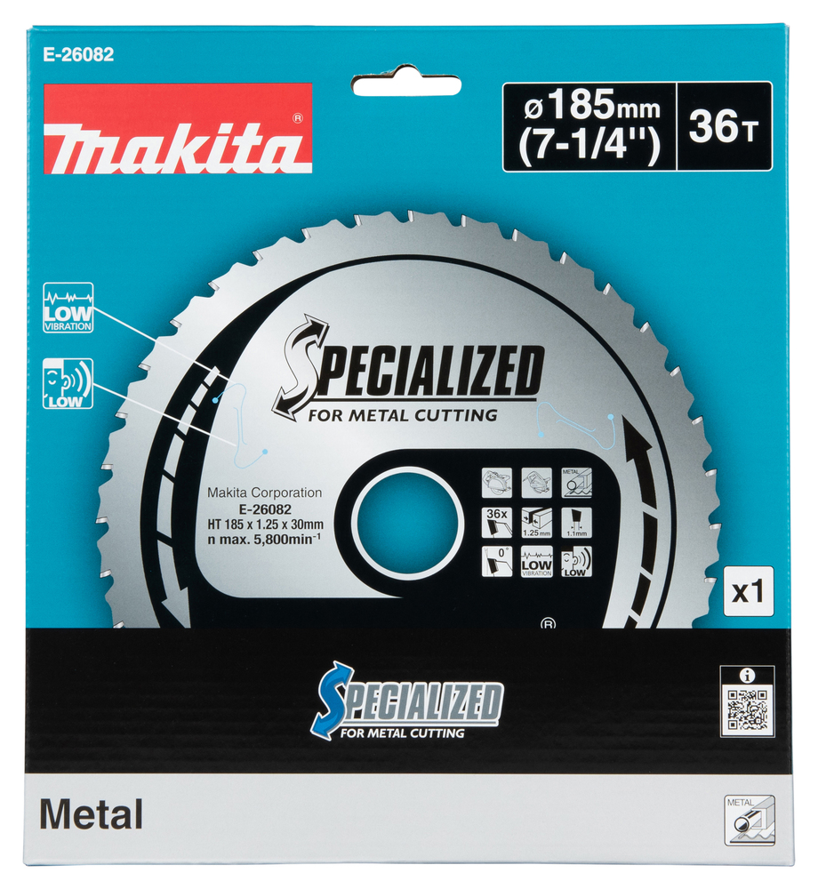 TCT saeketas paksu metalli lõikamiseks 185X1,25x30 mm, 36T, SPECIALIZED, 12-32 mm – Makita