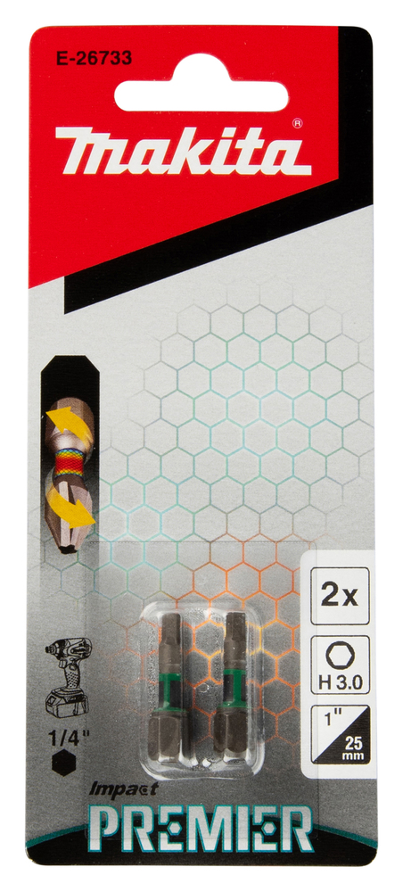 Torsion otsakud C-tüüp Impact PREMIER H3.0x25mm 2tk. – Makita